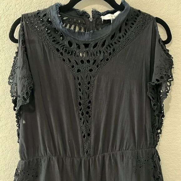 IRO Caity Embroidered Mini Dress, Black/Navy, Size 8 (40) - Picture 3 of 13